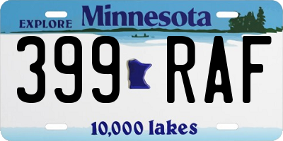 MN license plate 399RAF