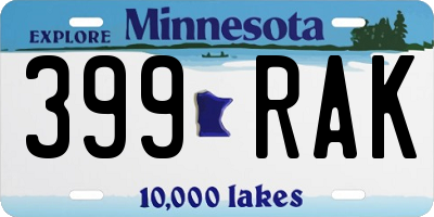 MN license plate 399RAK