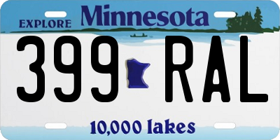 MN license plate 399RAL
