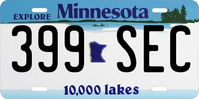 MN license plate 399SEC