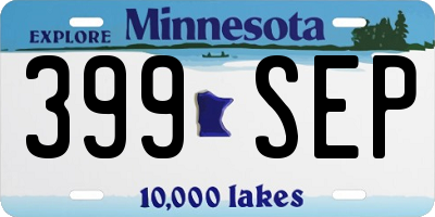 MN license plate 399SEP