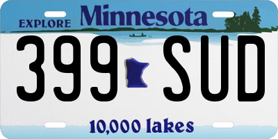 MN license plate 399SUD