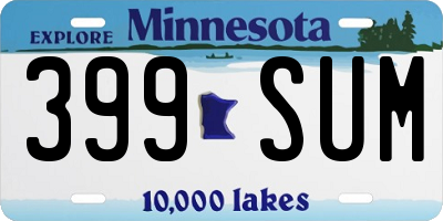 MN license plate 399SUM