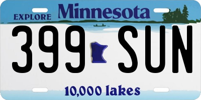 MN license plate 399SUN