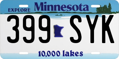 MN license plate 399SYK
