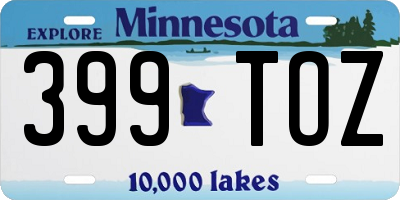 MN license plate 399TOZ