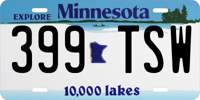 MN license plate 399TSW