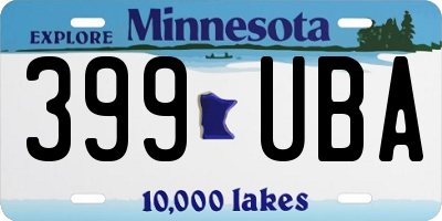 MN license plate 399UBA