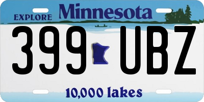 MN license plate 399UBZ