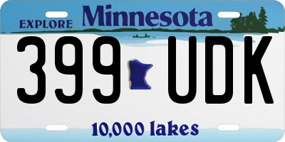 MN license plate 399UDK