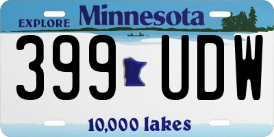 MN license plate 399UDW