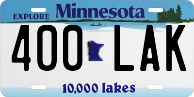 MN license plate 400LAK