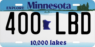 MN license plate 400LBD
