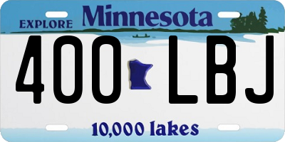 MN license plate 400LBJ