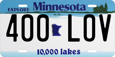 MN license plate 400LOV