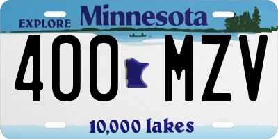 MN license plate 400MZV