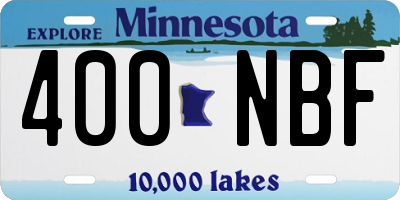 MN license plate 400NBF
