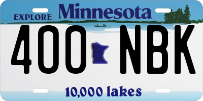 MN license plate 400NBK