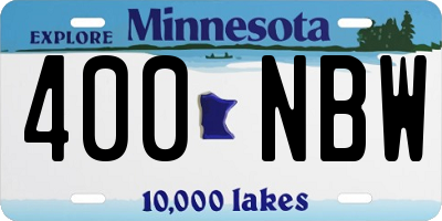 MN license plate 400NBW
