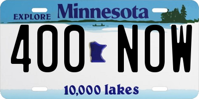 MN license plate 400NOW
