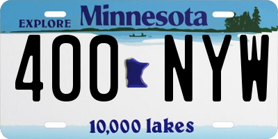 MN license plate 400NYW