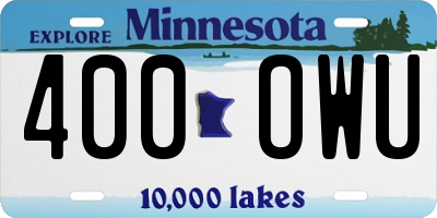 MN license plate 400OWU