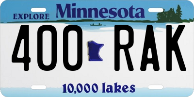 MN license plate 400RAK