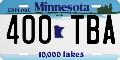 MN license plate 400TBA
