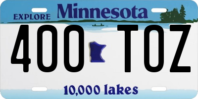 MN license plate 400TOZ