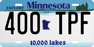 MN license plate 400TPF
