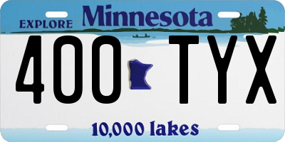 MN license plate 400TYX