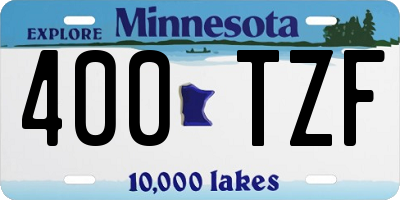 MN license plate 400TZF