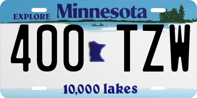 MN license plate 400TZW