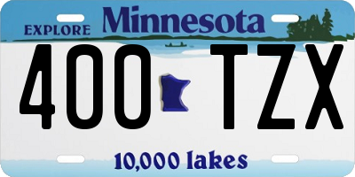MN license plate 400TZX