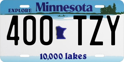 MN license plate 400TZY
