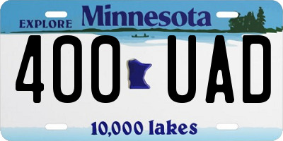 MN license plate 400UAD