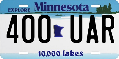 MN license plate 400UAR