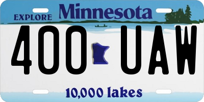 MN license plate 400UAW