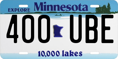 MN license plate 400UBE