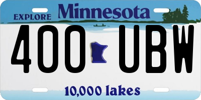 MN license plate 400UBW
