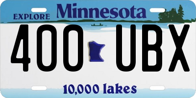 MN license plate 400UBX
