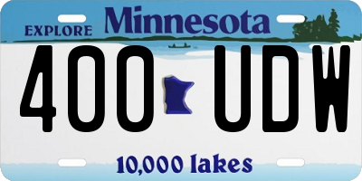 MN license plate 400UDW
