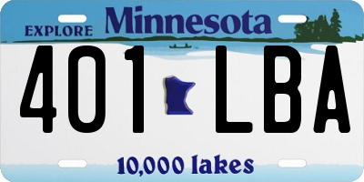 MN license plate 401LBA
