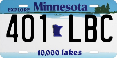 MN license plate 401LBC
