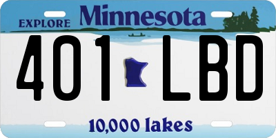 MN license plate 401LBD