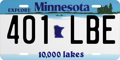 MN license plate 401LBE