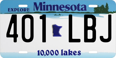 MN license plate 401LBJ