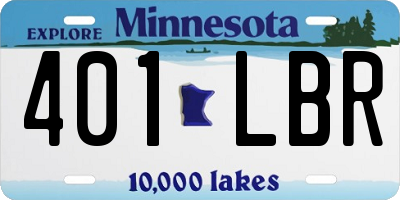 MN license plate 401LBR