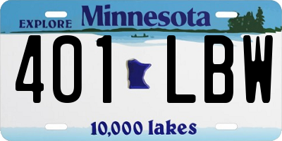 MN license plate 401LBW