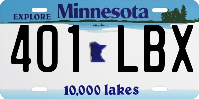 MN license plate 401LBX